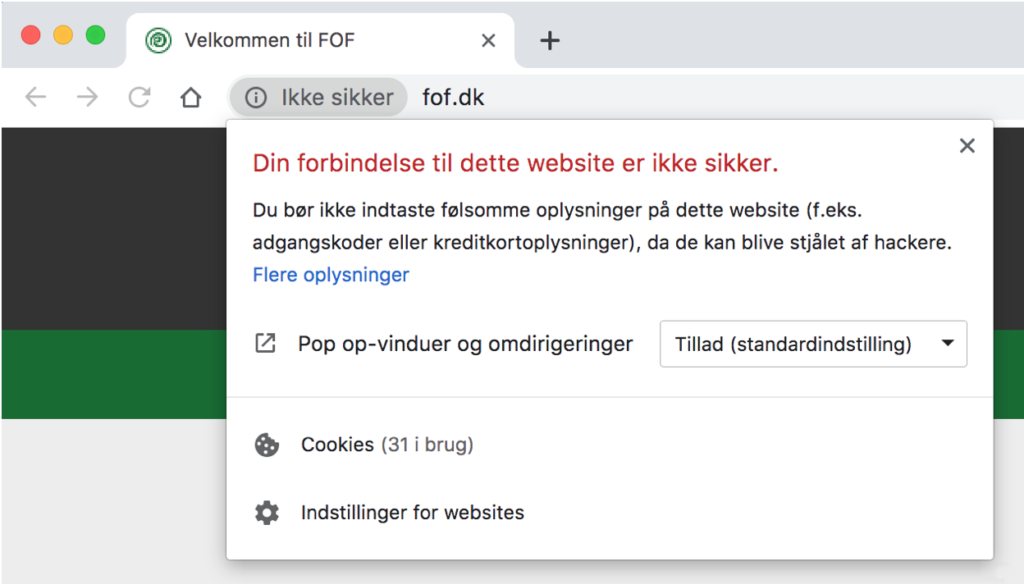 HTTP usikker side