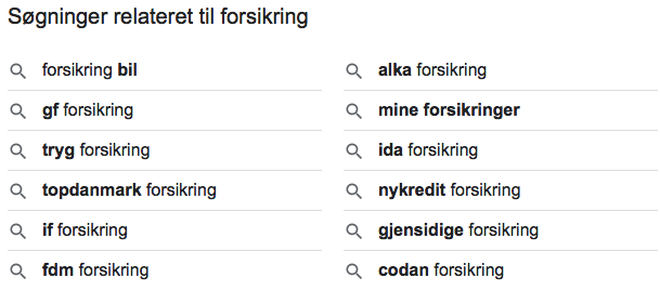 Relaterede søgninger på Google