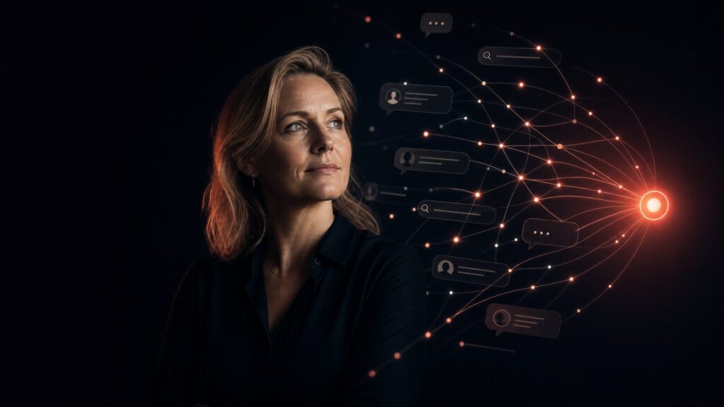InboundCPH-rådgivaren ser fram emot ett AI-söknätverk där ett svar på ett varumärke markeras i korall