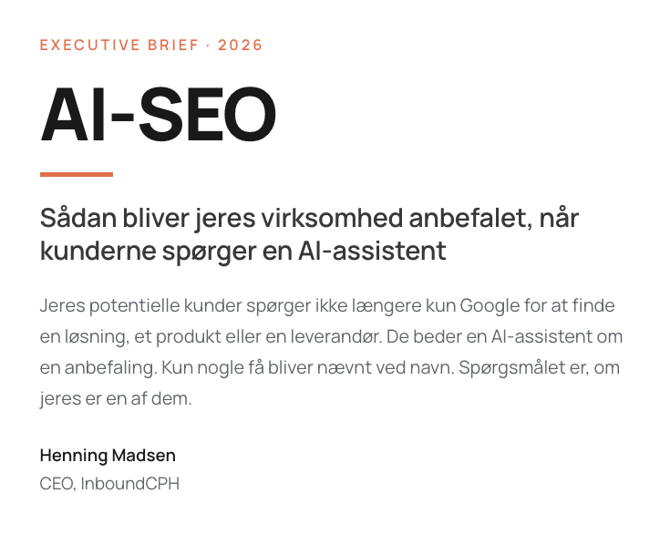 AI-SEO Executive Brief 2026, titled "How to Get Your Business Recommended When Customers Ask an AI Assistant"